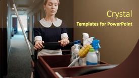  Presentation with wash - Slides enhanced with young-blond-chambermaid-with-cart background and a tawny brown colored foreground
