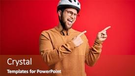  Presentation with blue eyes - Amazing slide deck having young-blond-cyclist-man backdrop and a red colored foreground