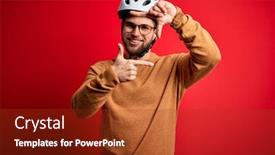  Presentation with cyclist - Slide set featuring young-blond-cyclist-man background and a tawny brown colored foreground