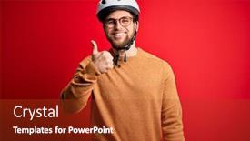  Presentation with cyclist - PPT theme with young-blond-cyclist-man background and a tawny brown colored foreground