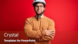  Presentation with cyclist - Theme having young-blond-cyclist-man background and a tawny brown colored foreground