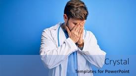  Presentation with blue eyes - Theme having young-blond-doctor-man background and a light blue colored foreground
