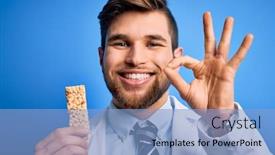  Presentation with blue eyes - Presentation theme having young-blond-doctor-man background and a light blue colored foreground