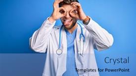  Presentation with blue eyes - Cool new theme with young-blond-doctor-man backdrop and a light blue colored foreground