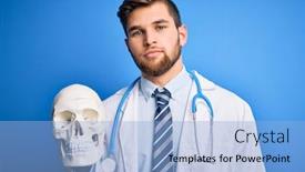  Presentation with skull - PPT theme enhanced with young-blond-doctor-man background and a light blue colored foreground