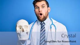  Presentation with skull - Cool new theme with young-blond-doctor-man backdrop and a light blue colored foreground