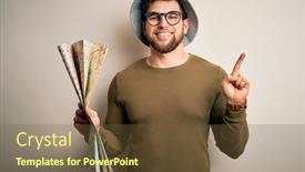  Presentation with explorer - Slide set consisting of young-blond-explorer-man background and a tawny brown colored foreground