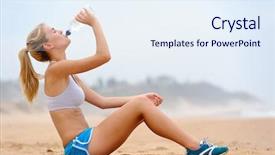  Presentation with flat lay of female sport - Colorful PPT layouts enhanced with young blond female in sports backdrop and a sky blue colored foreground