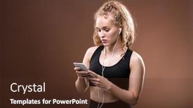  Presentation with millennial - Amazing PPT theme having young-blond-female-millennial backdrop and a tawny brown colored foreground