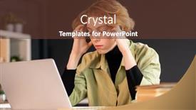  Presentation with developer - Amazing slide set having young-blond-female-software-developer backdrop and a tawny brown colored foreground