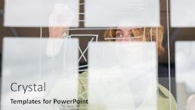  Presentation with developer - Slide deck featuring young-blond-female-software-developer background and a light gray colored foreground