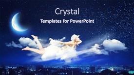  Presentation with night sky - Slides featuring young blond girl flying in night sky background and a navy blue colored foreground