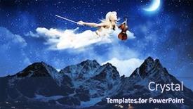  Presentation with night sky - Slide deck featuring young blond girl flying in night sky background and a ocean colored foreground