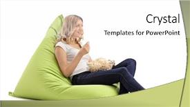  Presentation with white green - PPT layouts featuring young-blond-girl-holding background and a white colored foreground