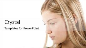  Presentation with thought - Theme consisting of young blond girl in deep background and a white colored foreground
