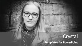  Presentation with white brick wall - Audience pleasing theme consisting of young blond girl near brick wall black and white photo backdrop and a gray colored foreground
