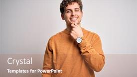 Presentation with curly hair - Beautiful slide set featuring young-blond-handsome-man backdrop and a red colored foreground