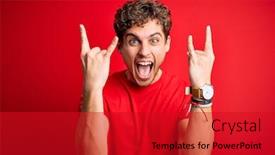  Presentation with star red - Slides featuring young-blond-handsome-man background and a crimson colored foreground