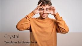 Presentation with curly hair - Theme consisting of young-blond-handsome-man background and a coral colored foreground