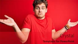  Presentation with curly hair - Presentation theme consisting of young-blond-handsome-man background and a red colored foreground