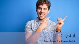  Presentation with polo - Colorful theme enhanced with young-blond-handsome-man backdrop and a light blue colored foreground