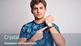  Presentation with summer time - Amazing presentation design having young-blond-handsome-man backdrop and a ocean colored foreground