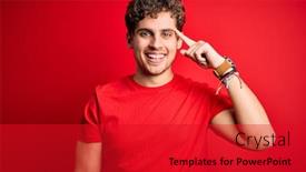  Presentation with great idea - PPT theme enhanced with young-blond-handsome-man background and a crimson colored foreground
