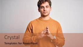  Presentation with globe hands cross - Amazing presentation theme having young-blond-handsome-man backdrop and a red colored foreground