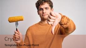 Presentation with corn cob - Audience pleasing slides consisting of young-blond-handsome-man backdrop and a red colored foreground