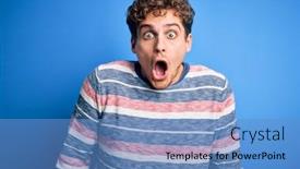  Presentation with curly hair - Audience pleasing presentation theme consisting of young-blond-handsome-man backdrop and a teal colored foreground