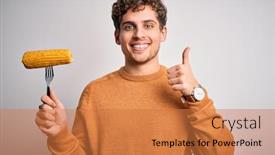  Presentation with corn cob - Cool new presentation theme with young-blond-handsome-man backdrop and a coral colored foreground
