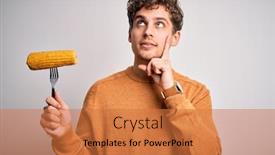  Presentation with corn cob - Cool new slide deck with young-blond-handsome-man backdrop and a coral colored foreground