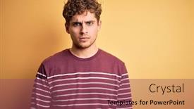  Presentation with curly hair - PPT layouts featuring young-blond-handsome-man background and a violet colored foreground