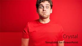  Presentation with curly hair - Colorful theme enhanced with young-blond-handsome-man backdrop and a red colored foreground