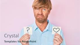  Presentation with heart - PPT layouts with young-blond-man-holding-heart background and a sky blue colored foreground