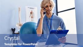  Presentation with rehab clinic - PPT layouts having young-blond-man-pysiotherapist-reading background and a  colored foreground