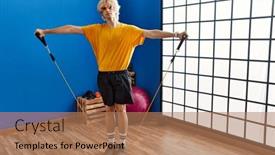  Presentation with confident - Presentation theme enhanced with young-blond-man-smiling-confident and a coral colored foreground