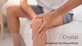  Presentation with knee - Presentation enhanced with young-blond-man-suffering background and a coral colored foreground