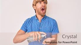  Presentation with hand sanitizer - Amazing PPT layouts having young-blond-man-using-hand backdrop and a lemonade colored foreground