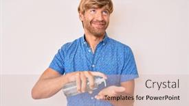  Presentation with hand sanitizer - Beautiful slides featuring young-blond-man-using-hand backdrop and a lemonade colored foreground