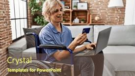  Presentation with home based wound care - PPT layouts having young-blond-man-using-laptop background and a  colored foreground