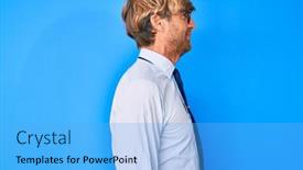  Presentation with business profile - Slide set consisting of young-blond-man-wearing-business background and a light blue colored foreground