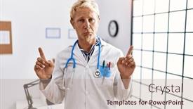  Presentation with depressed - PPT theme consisting of young-blond-man-wearing-doctor background and a  colored foreground