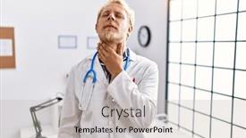  Presentation with infection - Presentation theme featuring young-blond-man-wearing-doctor background and a light gray colored foreground