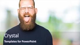  Presentation with glasses - Amazing presentation theme having young blond man wearing glasses backdrop and a wine colored foreground