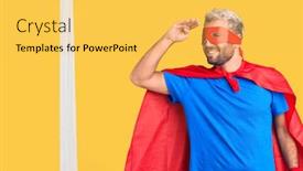  Presentation with super man - Beautiful slide set featuring young-blond-man-wearing-super backdrop and a yellow colored foreground