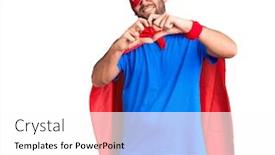  Presentation with super man - Audience pleasing presentation consisting of young-blond-man-wearing-super backdrop and a white colored foreground