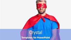  Presentation with super man - Cool new PPT theme with young-blond-man-wearing-super backdrop and a cobalt blue colored foreground