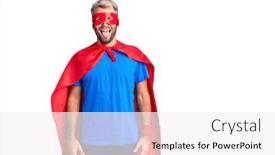  Presentation with super man - Slide deck enhanced with young-blond-man-wearing-super background and a white colored foreground