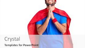  Presentation with super man - Colorful slide deck enhanced with young-blond-man-wearing-super backdrop and a white colored foreground